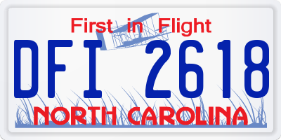 NC license plate DFI2618