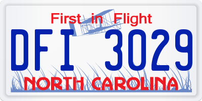 NC license plate DFI3029