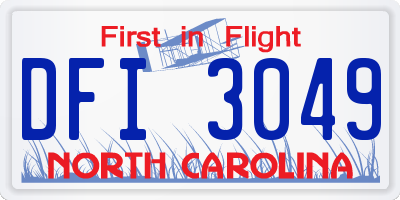 NC license plate DFI3049