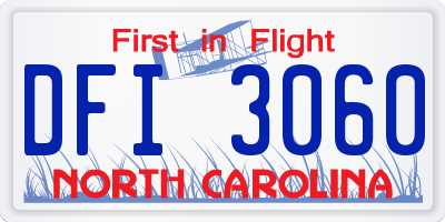 NC license plate DFI3060