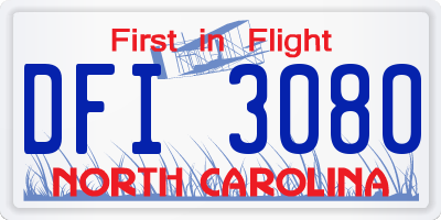 NC license plate DFI3080