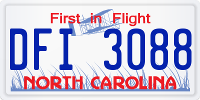 NC license plate DFI3088