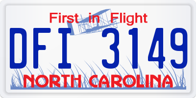 NC license plate DFI3149