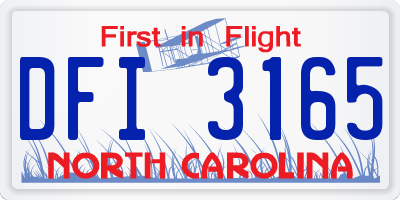 NC license plate DFI3165
