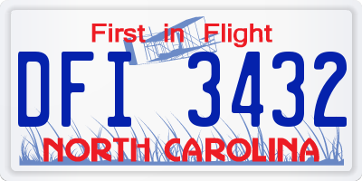 NC license plate DFI3432