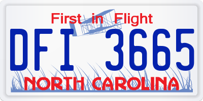 NC license plate DFI3665