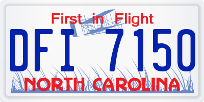 NC license plate DFI7150