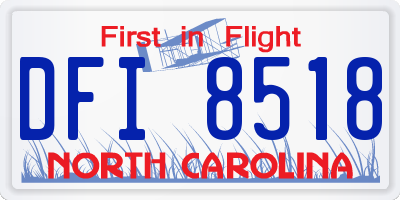 NC license plate DFI8518