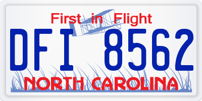NC license plate DFI8562