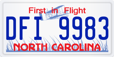 NC license plate DFI9983