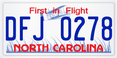 NC license plate DFJ0278