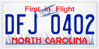 NC license plate DFJ0402