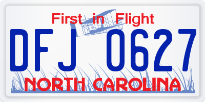 NC license plate DFJ0627