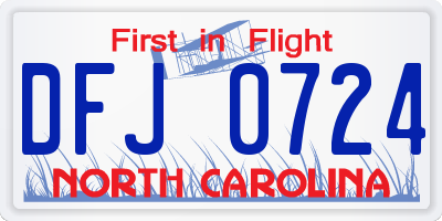 NC license plate DFJ0724