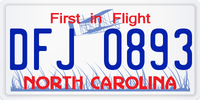 NC license plate DFJ0893