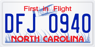 NC license plate DFJ0940