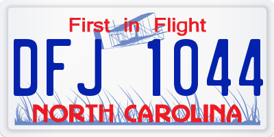 NC license plate DFJ1044