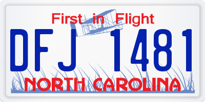 NC license plate DFJ1481
