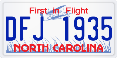 NC license plate DFJ1935