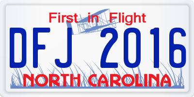 NC license plate DFJ2016