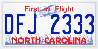 NC license plate DFJ2333