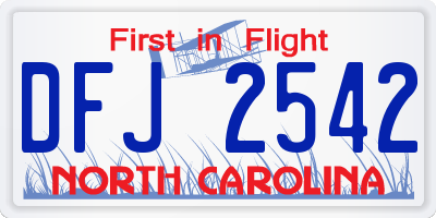 NC license plate DFJ2542