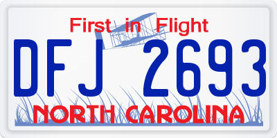 NC license plate DFJ2693