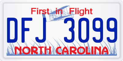 NC license plate DFJ3099
