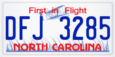 NC license plate DFJ3285