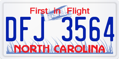 NC license plate DFJ3564