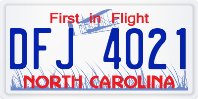 NC license plate DFJ4021