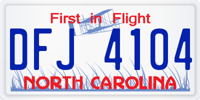 NC license plate DFJ4104