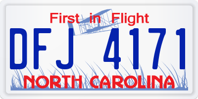 NC license plate DFJ4171