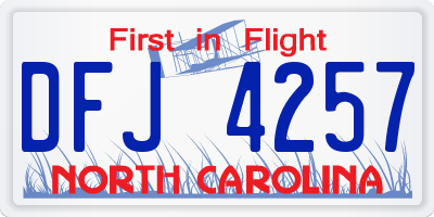 NC license plate DFJ4257
