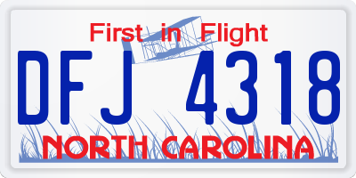 NC license plate DFJ4318