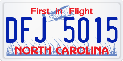 NC license plate DFJ5015