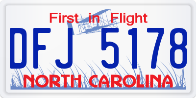 NC license plate DFJ5178