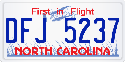 NC license plate DFJ5237