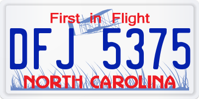 NC license plate DFJ5375