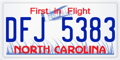 NC license plate DFJ5383