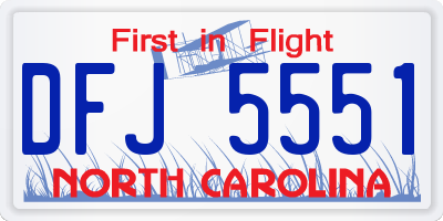 NC license plate DFJ5551