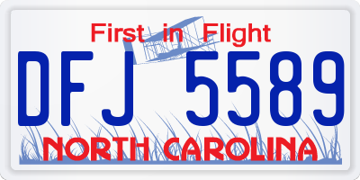 NC license plate DFJ5589