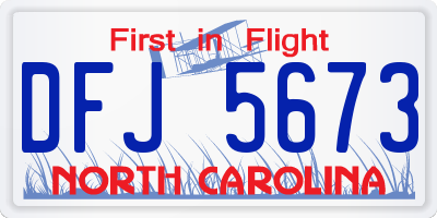 NC license plate DFJ5673
