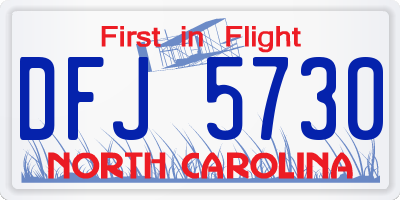 NC license plate DFJ5730