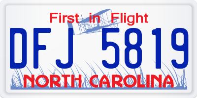 NC license plate DFJ5819