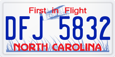 NC license plate DFJ5832