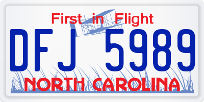 NC license plate DFJ5989