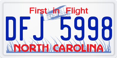 NC license plate DFJ5998