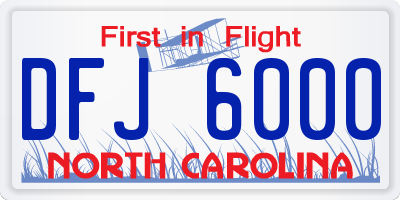 NC license plate DFJ6000