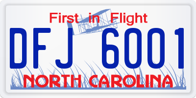 NC license plate DFJ6001